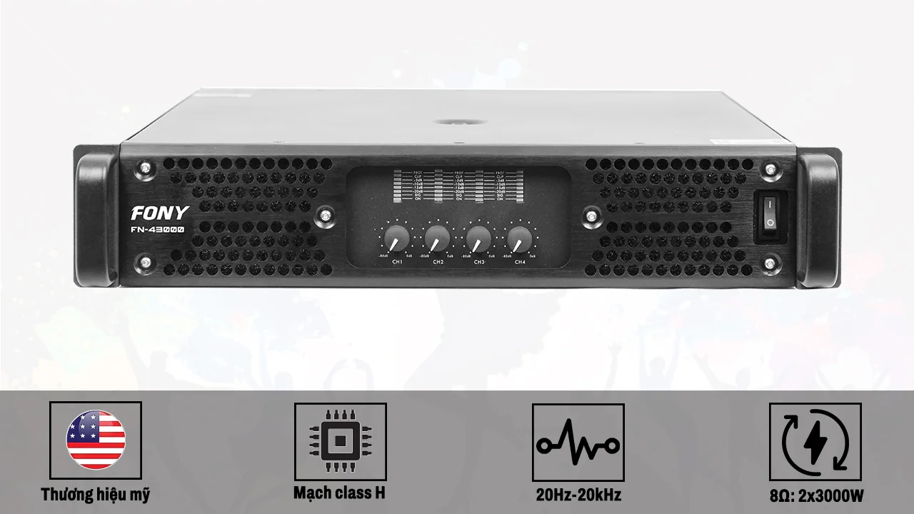 Bộ dàn âm thanh hội trường 400-650m2 cao cấp 11 Cục Đẩy FONY FN-43000 – Công Suất Mạnh Mẽ, Chất Lượng Tinh Tế