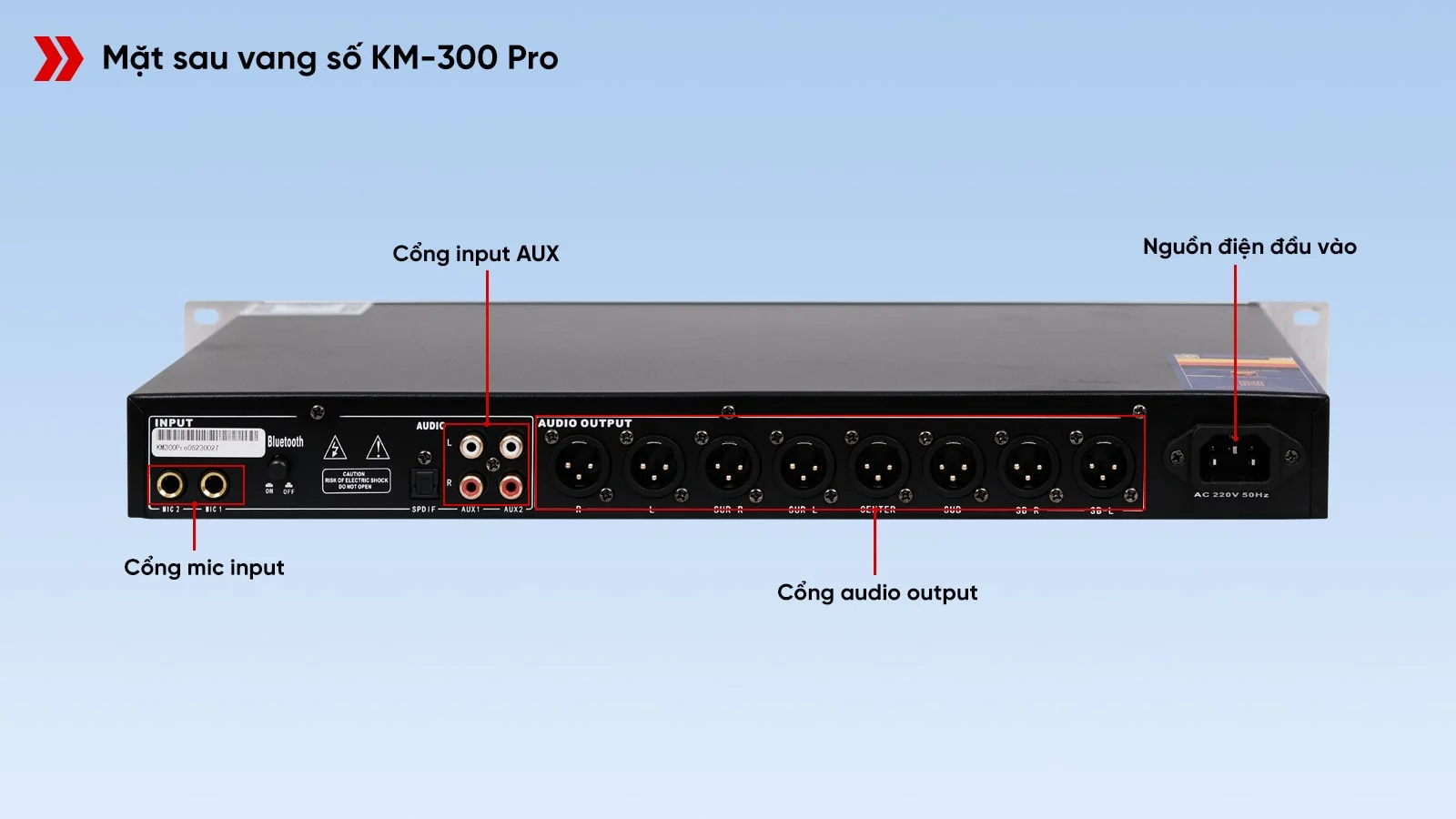 Vang số EUDAC AUDIO KM-300 Pro 16 Các cổng kết nối được đặt ở mặt sau vang số KM-300 Pro dễ dàng ghép nối với các thiết bị khác