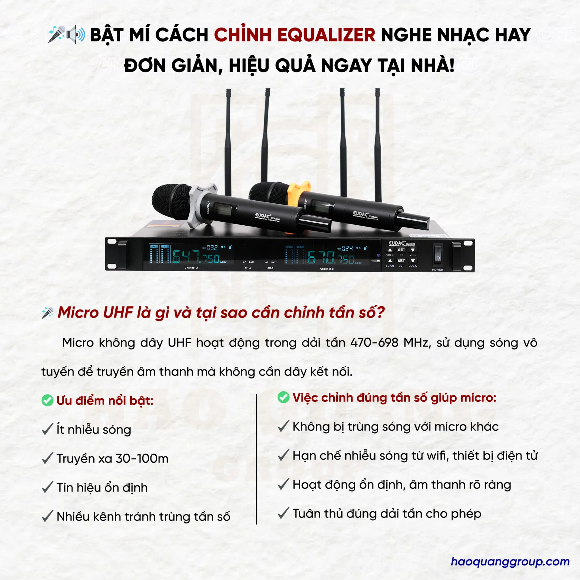 Hướng dẫn cách chỉnh tần số micro không dây UHF đơn giản tại nhà 9 Cach chinh tan so micro khong day UHF don gian hieu qua 1