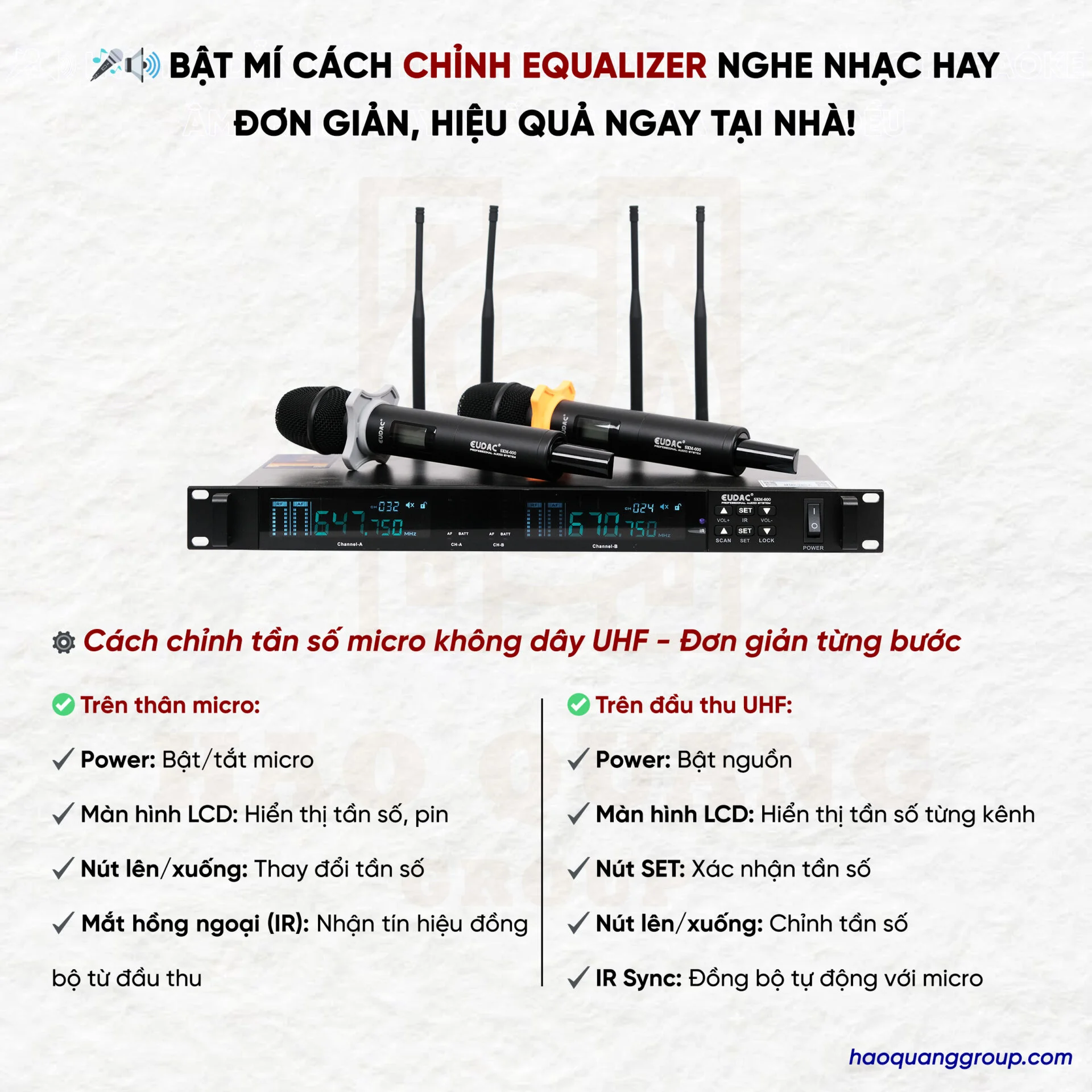 Hướng dẫn cách chỉnh tần số micro không dây UHF đơn giản tại nhà 10 Cach chinh tan so micro khong day UHF don gian hieu qua 2