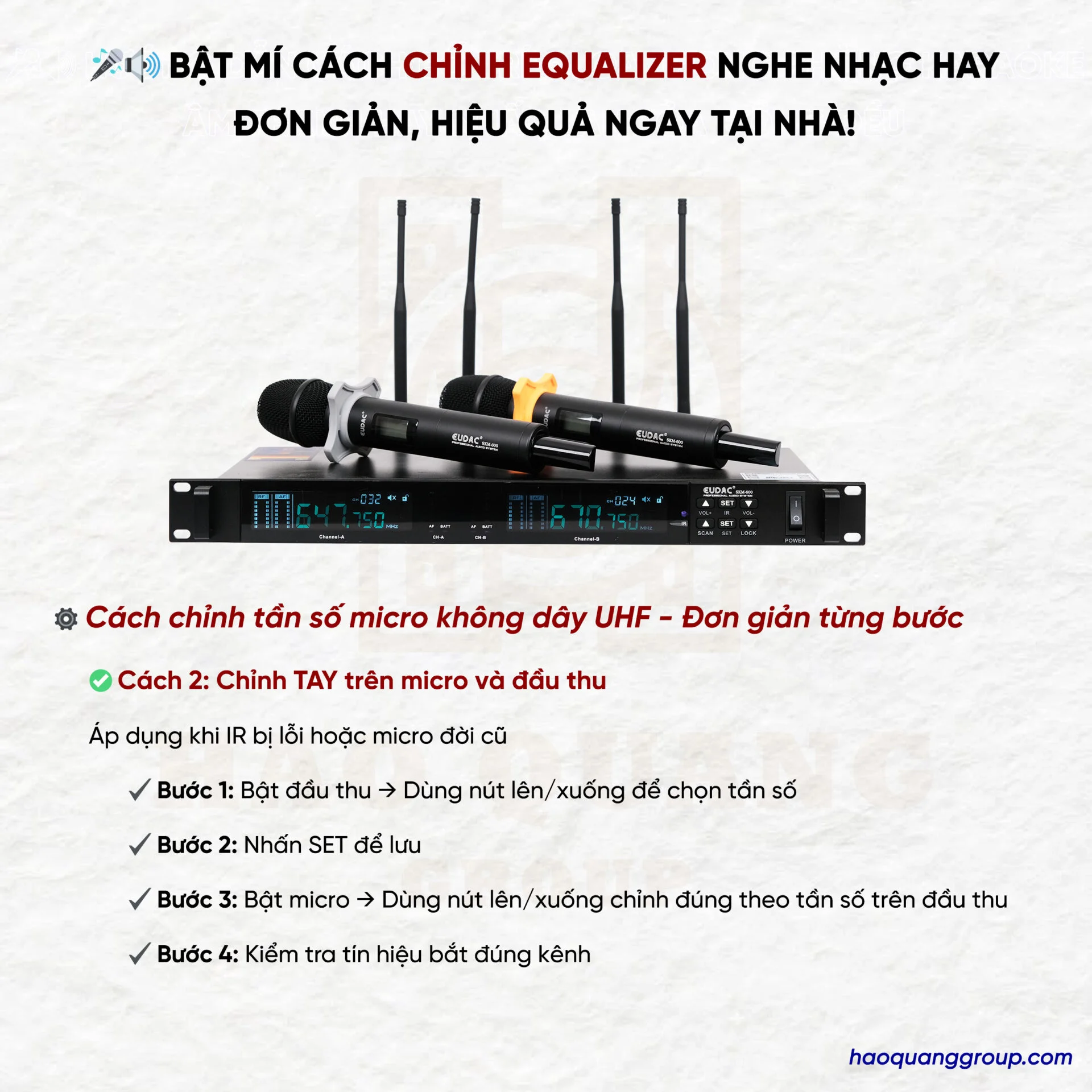 Hướng dẫn cách chỉnh tần số micro không dây UHF đơn giản tại nhà 12 Cach chinh tan so micro khong day UHF don gian hieu qua 4