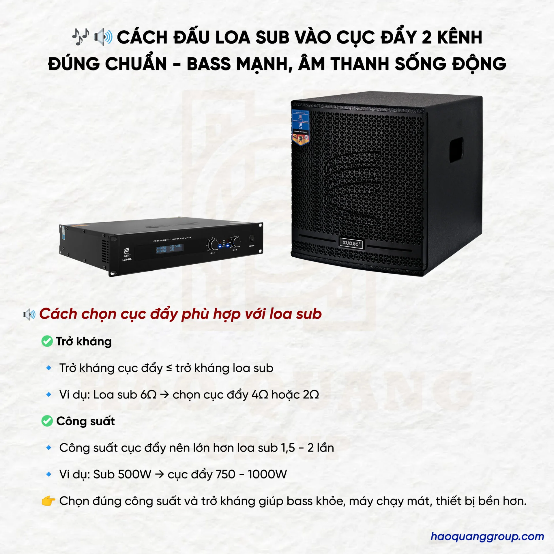 Cách đấu loa sub vào cục đẩy 2 kênh chuẩn âm thanh sống động 6 Cach dau loa sub vao cuc day 2 kenh chuan am thanh song dong 1