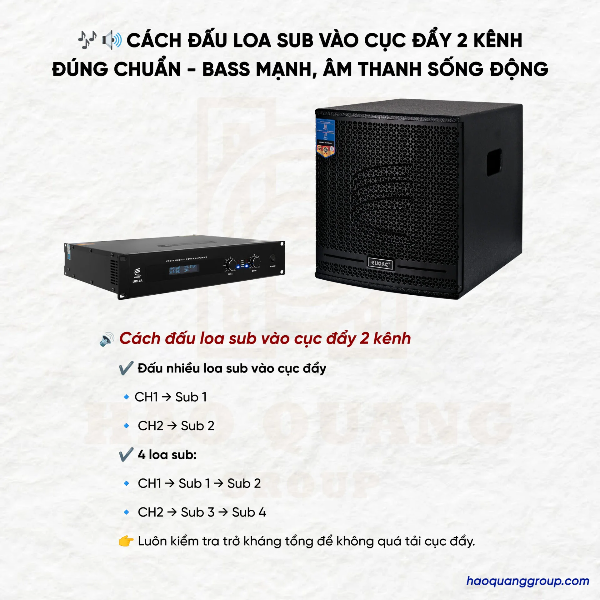 Cách đấu loa sub vào cục đẩy 2 kênh chuẩn âm thanh sống động 10 Cach dau loa sub vao cuc day 2 kenh chuan am thanh song dong 5