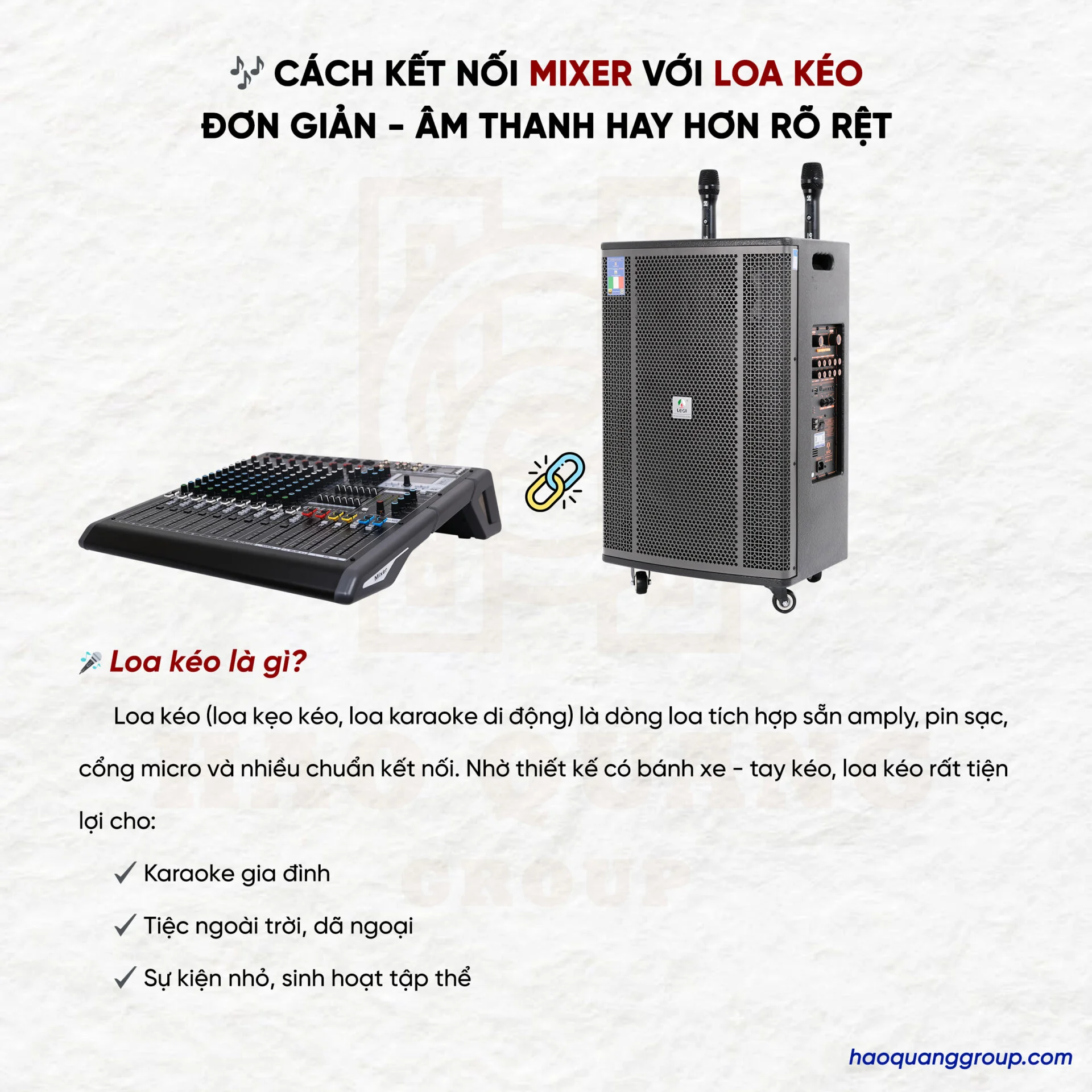 Cách để kết nối mixer với loa kéo đơn giản để có âm thanh hay 8 Cach ket mixer voi loa keo don gian Am thanh hay hon ro ret 1