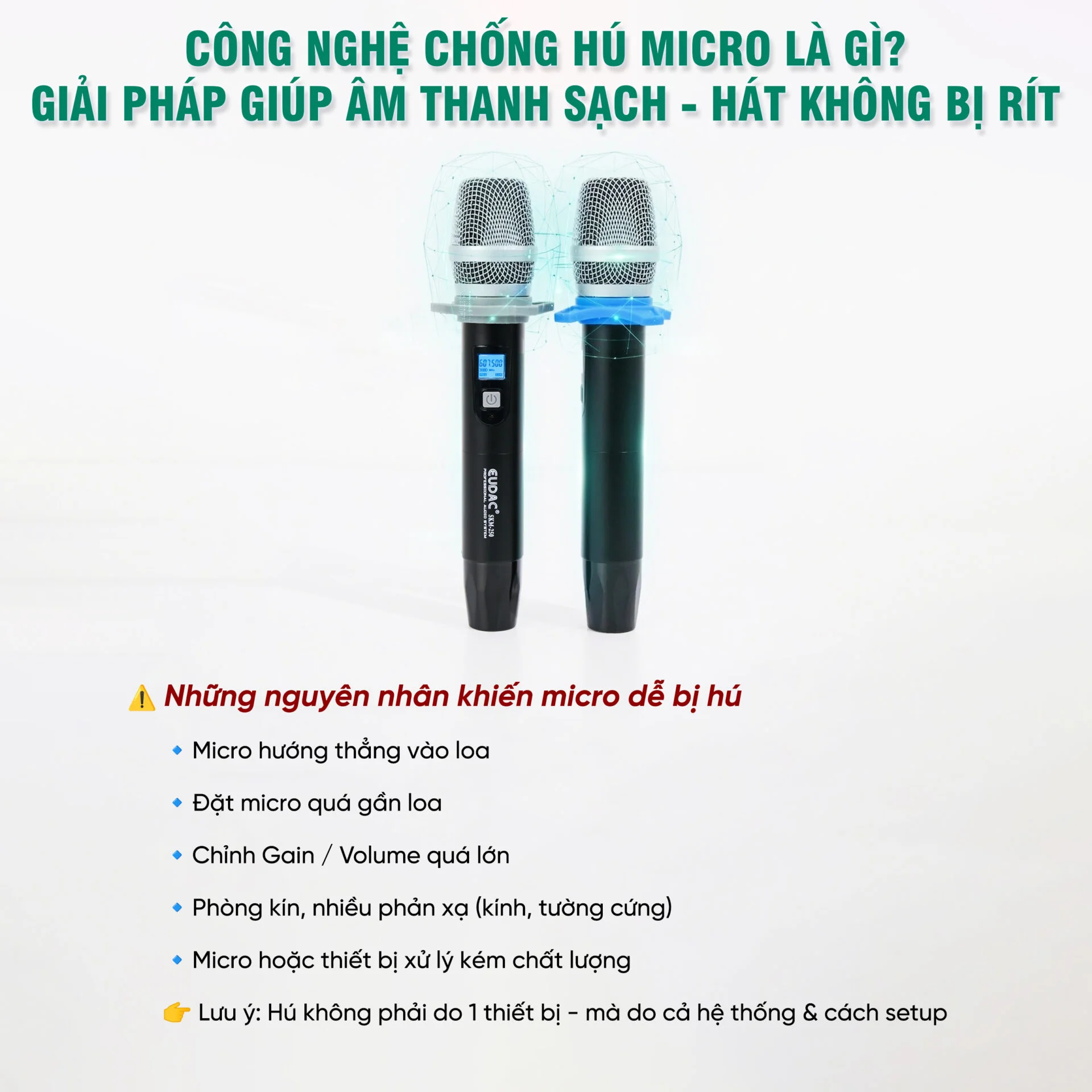 Công nghệ chống hú micro là gì? Các thiết bị chống hú micro không dây phổ biến 5 Cong nghe chong hu micro la gi Cac thiet bi chong hu micro khong day pho bien 2