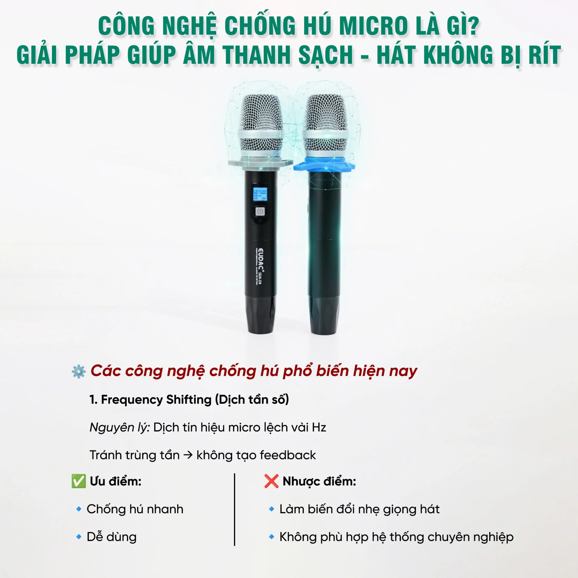 Công nghệ chống hú micro là gì? Các thiết bị chống hú micro không dây phổ biến 7 Cong nghe chong hu micro la gi Cac thiet bi chong hu micro khong day pho bien 4
