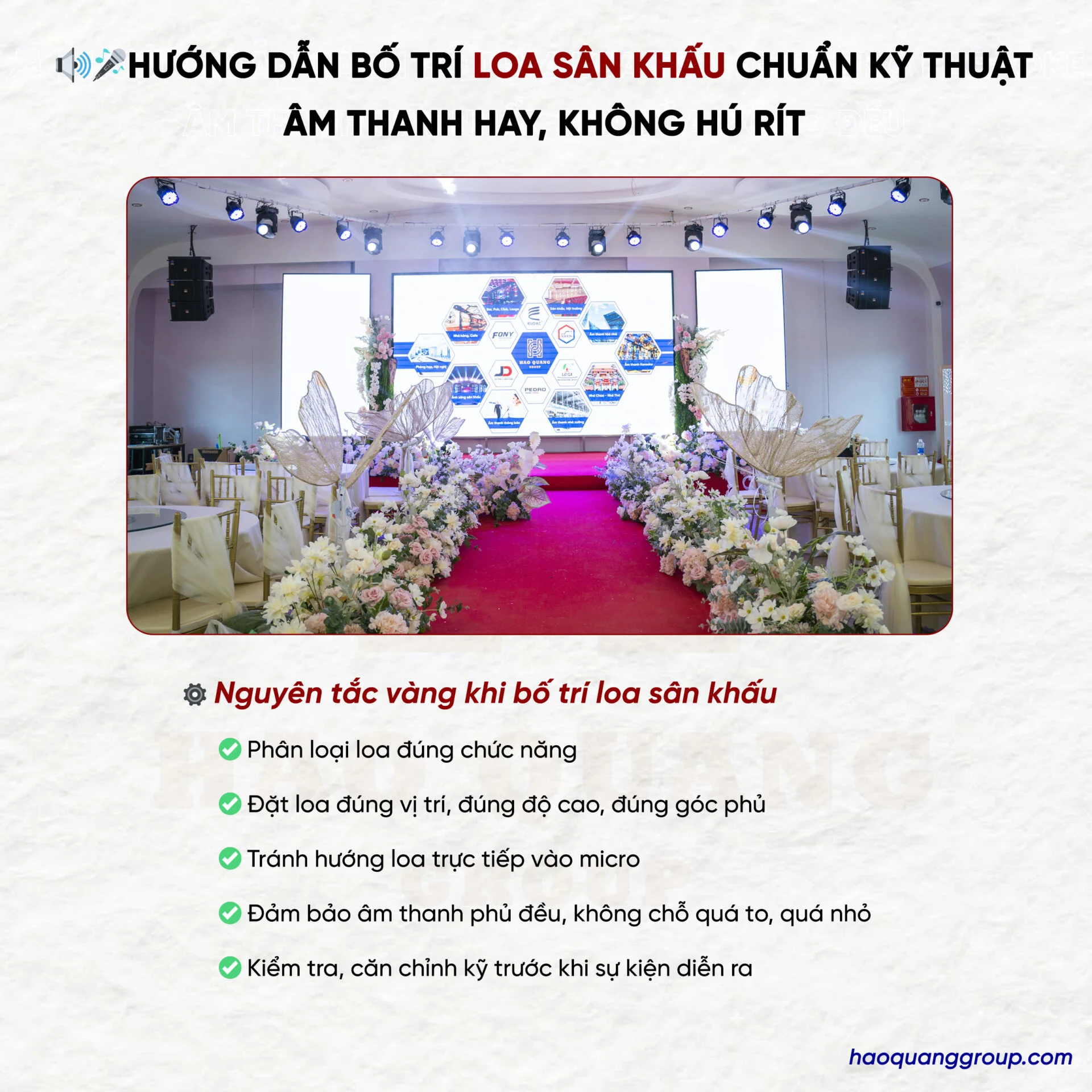 Hướng dẫn cách bố trí loa sân khấu chuẩn kỹ thuật âm thanh hay nhất 12 Huong dan bo tri loa san khau chuan ky thuat Am thanh hay khong hu rit 1