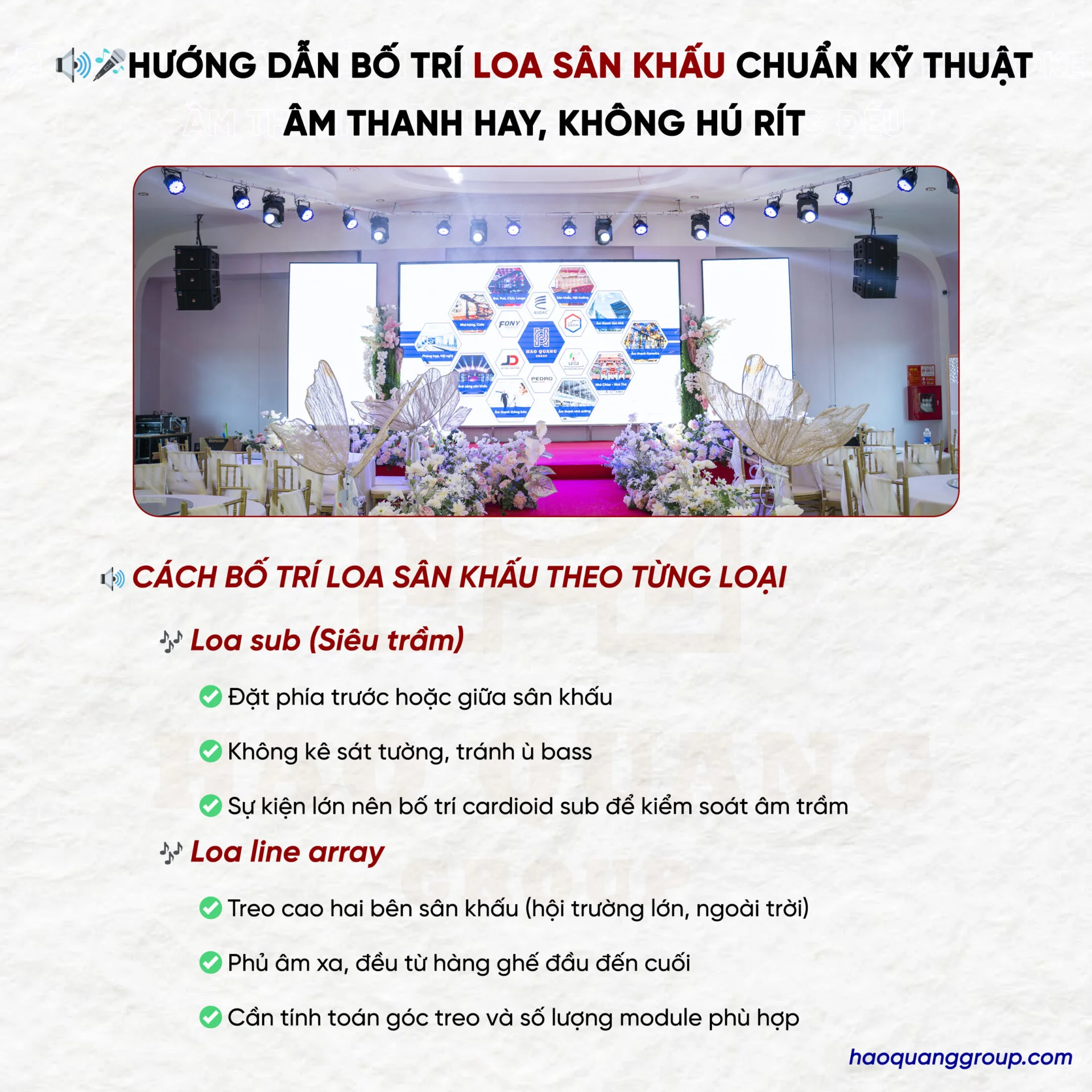 Hướng dẫn cách bố trí loa sân khấu chuẩn kỹ thuật âm thanh hay nhất 14 Huong dan bo tri loa san khau chuan ky thuat Am thanh hay khong hu rit 3