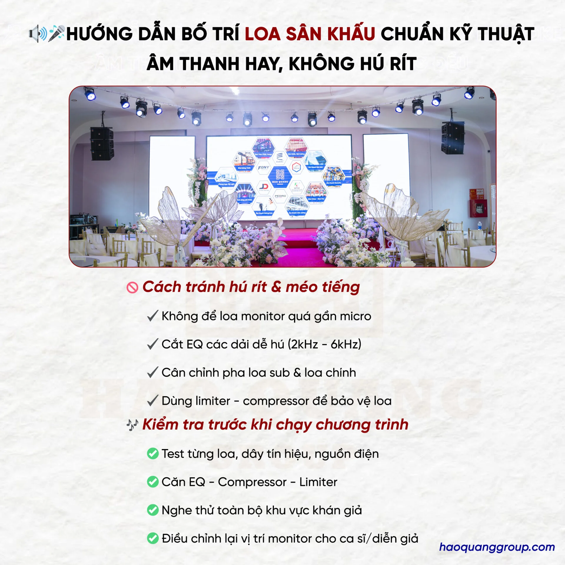 Hướng dẫn cách bố trí loa sân khấu chuẩn kỹ thuật âm thanh hay nhất 18 Huong dan bo tri loa san khau chuan ky thuat Am thanh hay khong hu rit 7