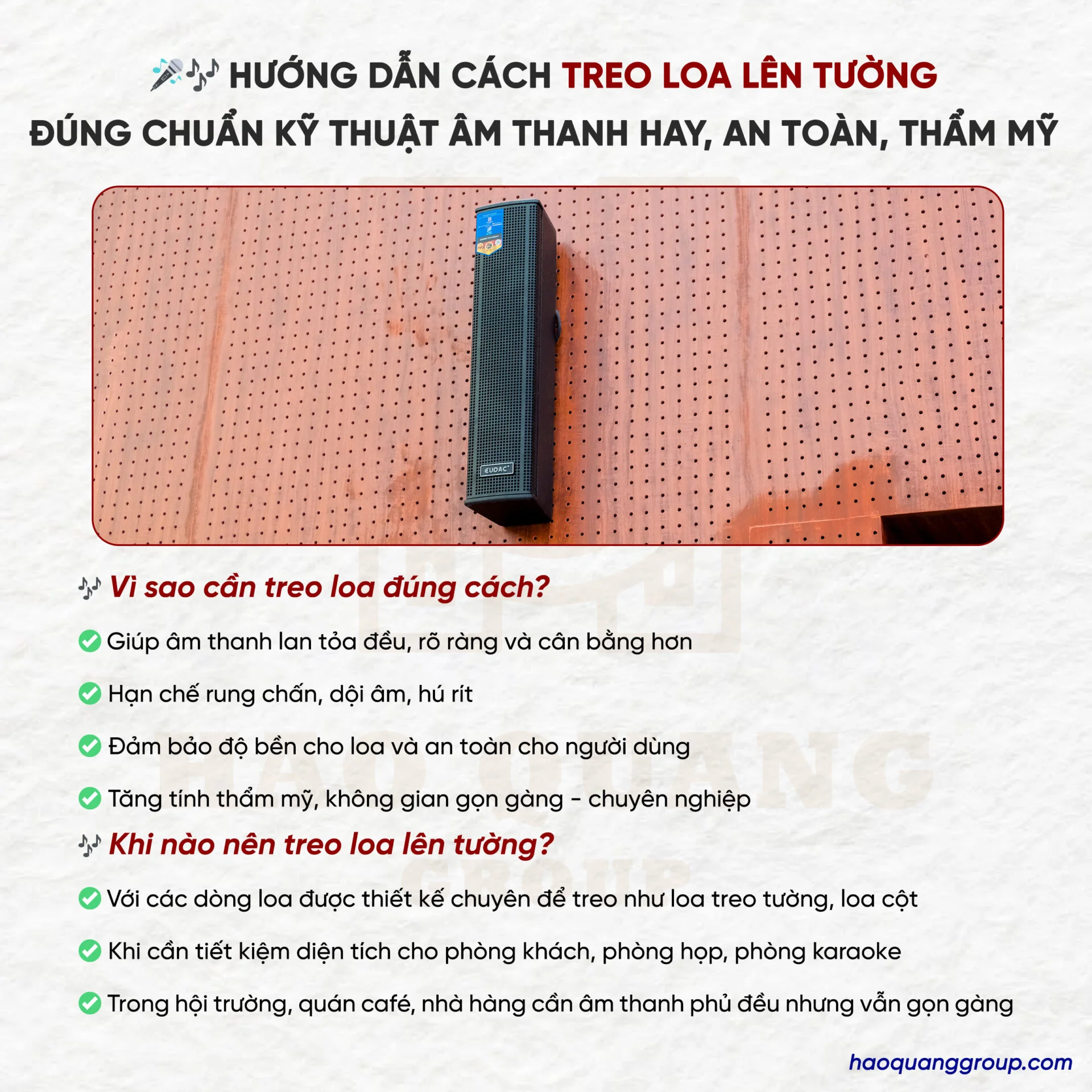 Hướng dẫn cách treo loa lên tường đúng chuẩn kỹ thuật, có âm thanh hay nhất 14 Huong dan cach treo loa len tuong dung chuan ky thuat Am thanh hay an toan tham my 1