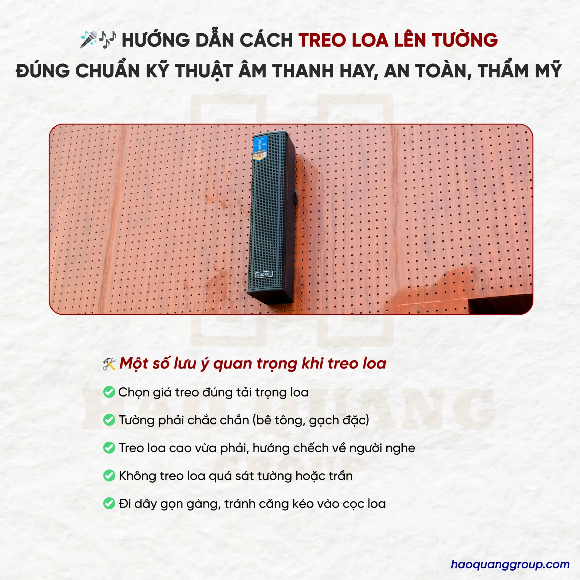 Hướng dẫn cách treo loa lên tường đúng chuẩn kỹ thuật, có âm thanh hay nhất 17 Huong dan cach treo loa len tuong dung chuan ky thuat Am thanh hay an toan tham my 4