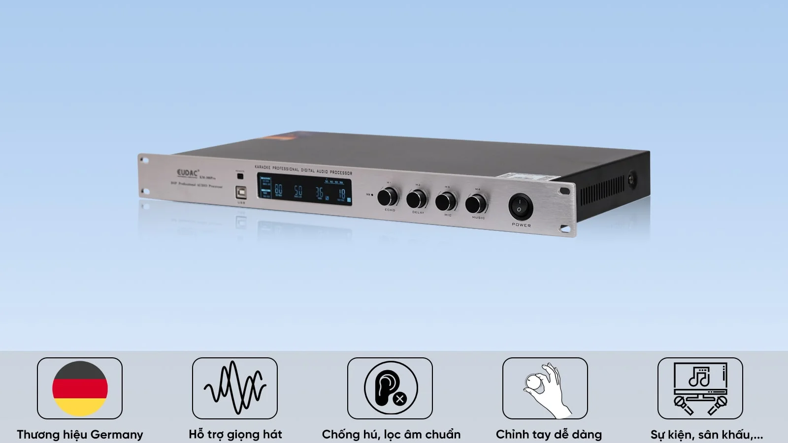 Combo Karaoke EUDAC Audio PREMIUM 03 5 KM-300 Pro được ứng dụng những công nghệ tiên tiến nhất từ Germany