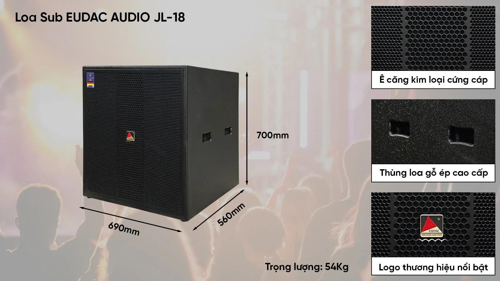 Loa Sub EUDAC AUDIO JL-18 với thiết kế đẹp mắt được gia công tỉ mỉ, chất liệu cao cấp Loa Sub EUDAC AUDIO JL-18 với thiết kế đẹp mắt được gia công tỉ mỉ, chất liệu cao cấp