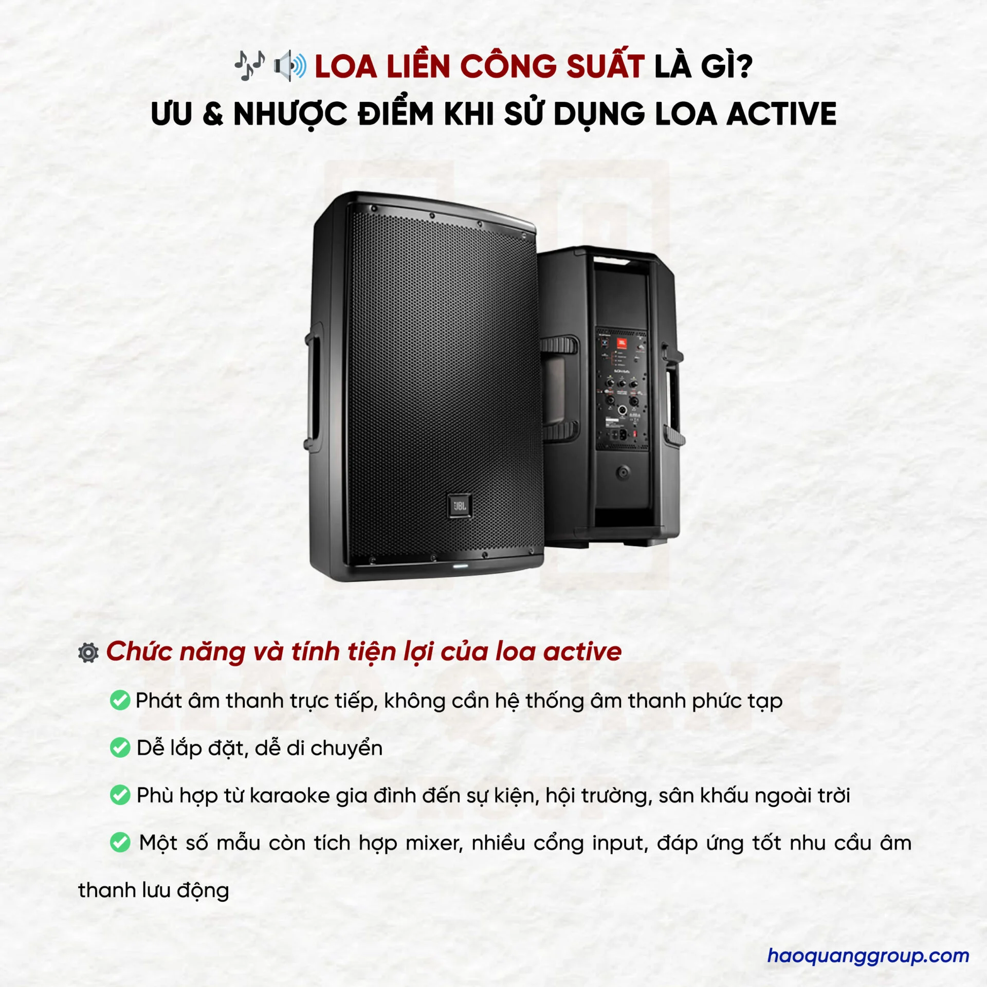 Loa liền công suất là gì? Ưu và nhược điểm khi sử dụng loa liền công suất 4 Loa lien cong suat la gi Uu nhuoc diem khi su dung loa active 2
