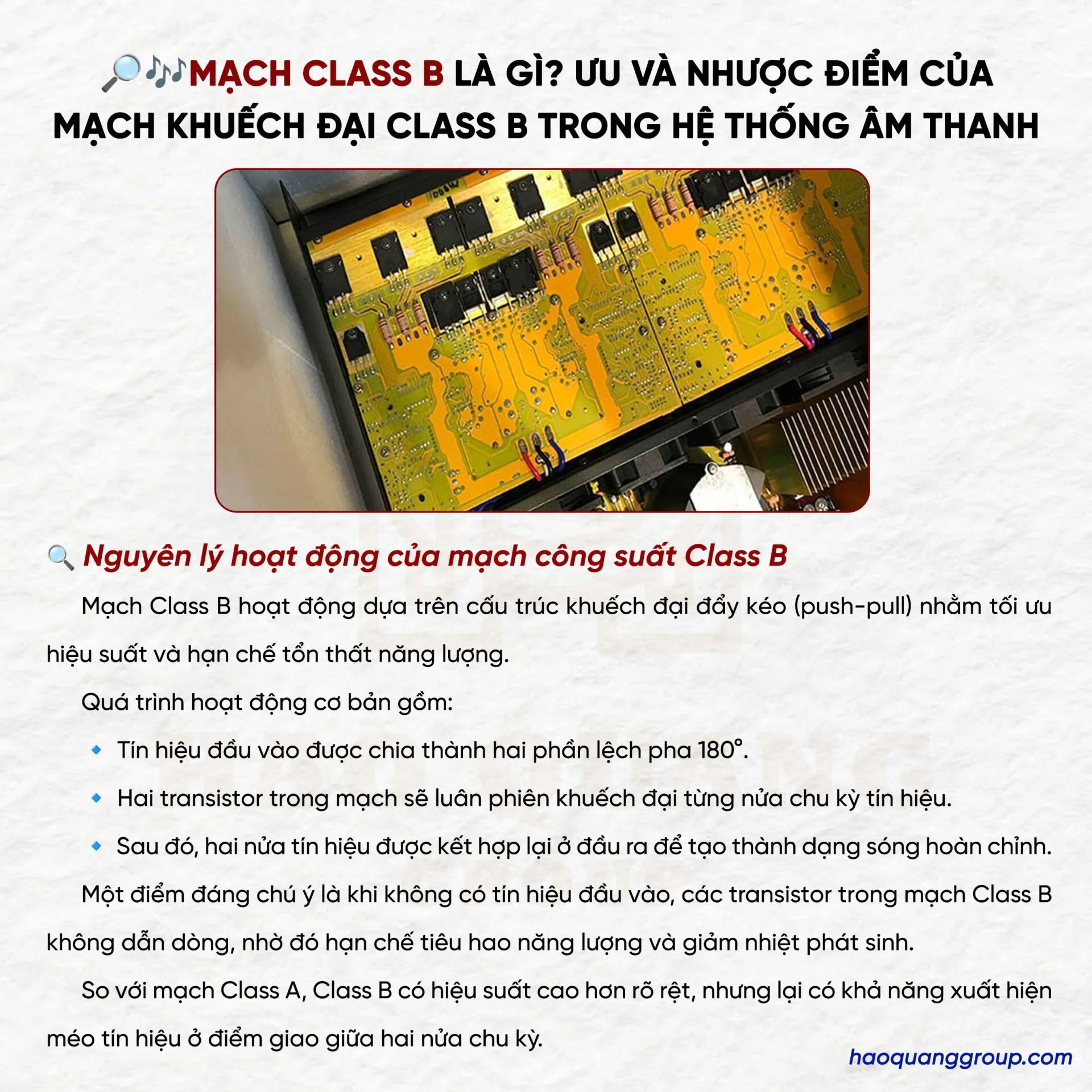Mạch class B là gì? Ưu và nhược điểm của mạch khuếch đại class B 6 Mach class B la gi Uu va nhuoc diem cua mach khuech dai class B 2