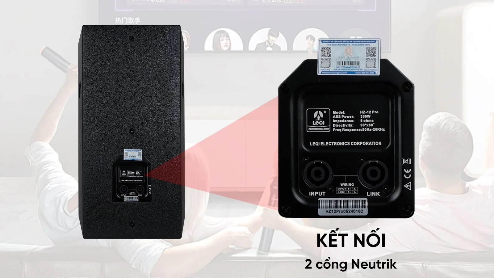 Loa Karaoke LEQI AUDIO HZ-12I Pro 13 Mặt sau LEQI HZ-12 Pro được trang bị các cổng kết nối và các thông số kỹ thuật