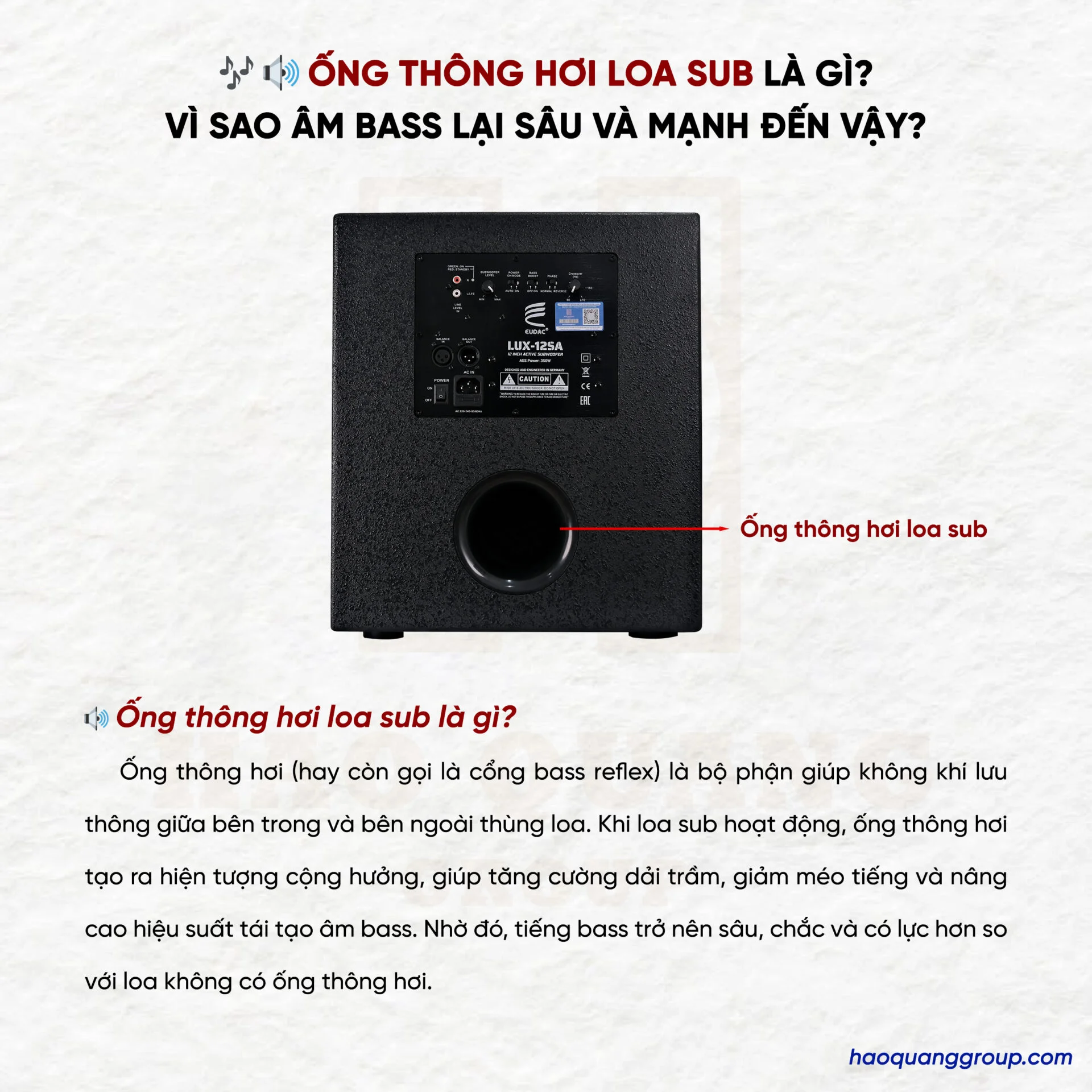 Ống thông hơi loa sub là gì? Tác dụng của ống thông hơi loa sub 10 Ong thong hoi loa sub la gi Vi sao am bass lai sau va manh den vay 1