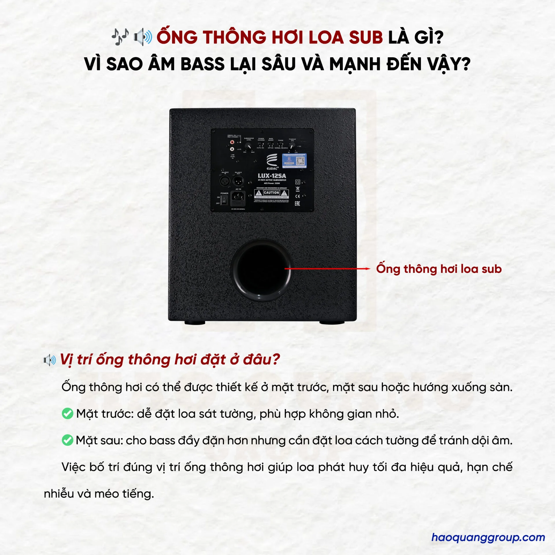 Ống thông hơi loa sub là gì? Tác dụng của ống thông hơi loa sub 11 Ong thong hoi loa sub la gi Vi sao am bass lai sau va manh den vay 2