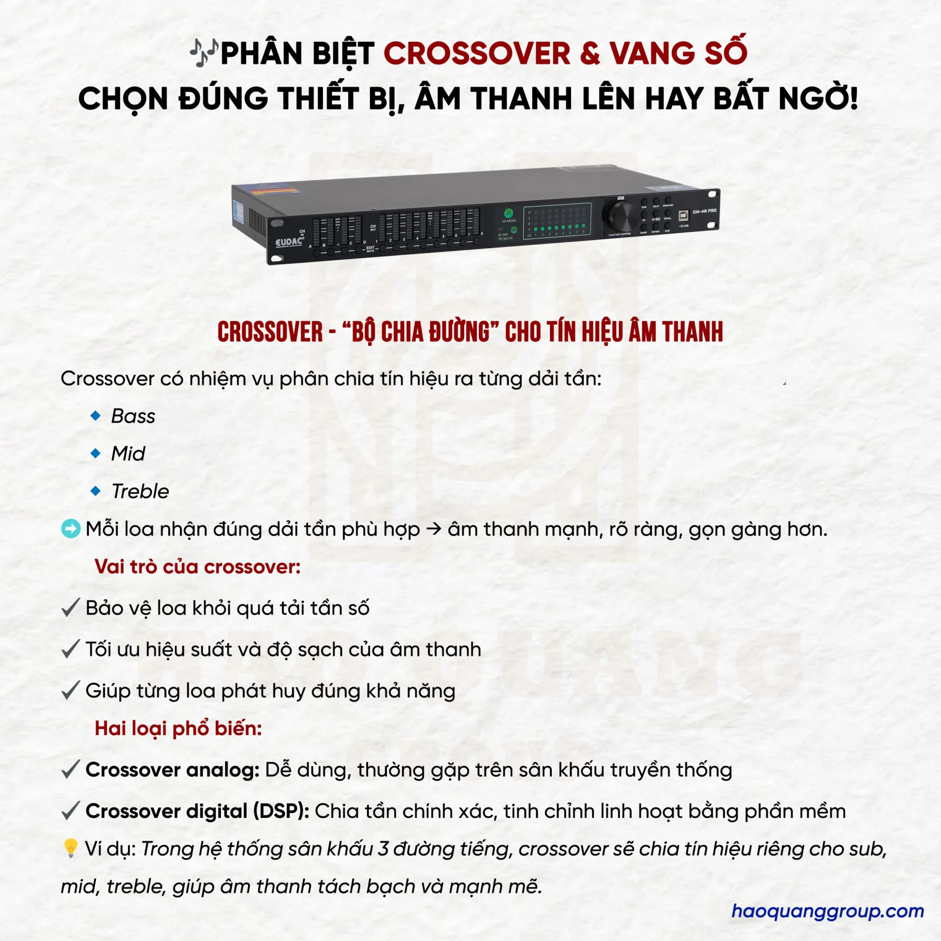 Phân biệt crossover và vang số: Nên dùng loại nào cho dàn âm thanh của bạn? 6 Phan biet Crossover Vang so 1