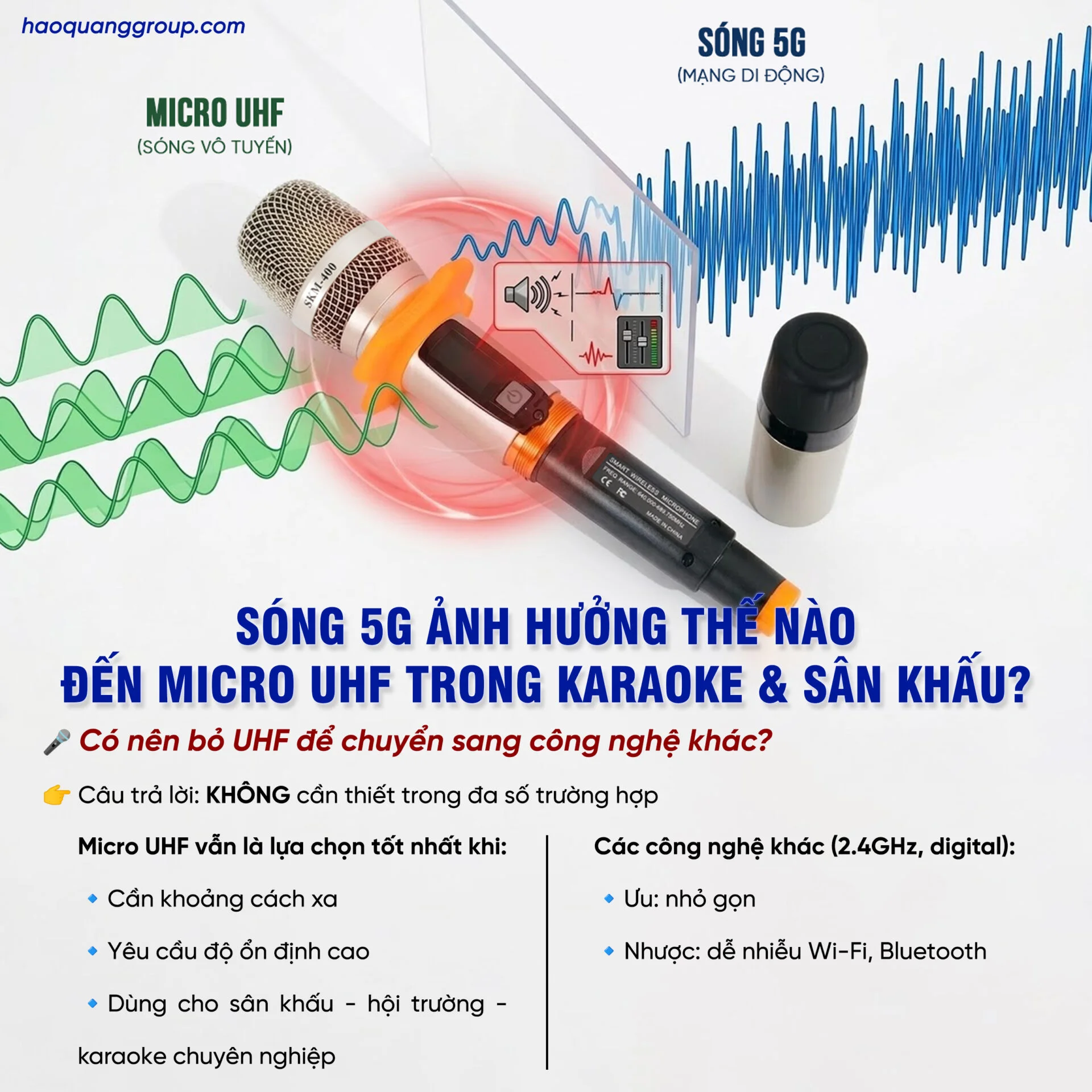 Sóng 5G ảnh hưởng như thế nào đến sóng UHF khi sử dụng micro karaoke, sân khấu? 9 Song 5G anh huong nhu the nao den song UHF khi su dung micro karaoke san khau 6