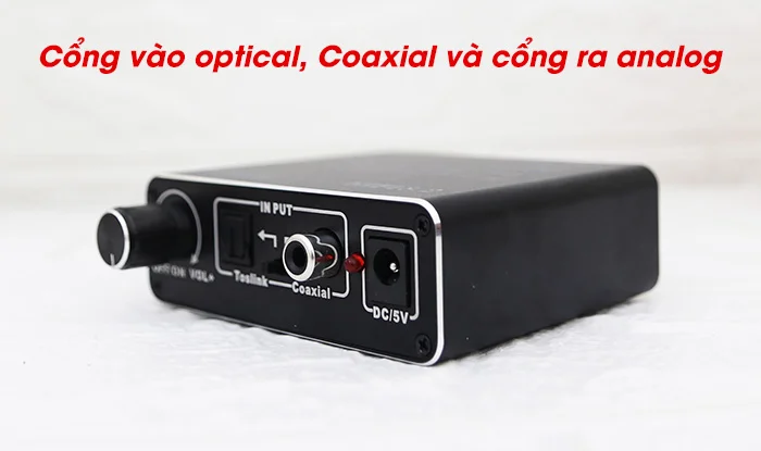 Bộ chuyển đổi âm thanh có cấu tạo chung: cổng vào optical, coaxial và cổng ra là cổng analog Bộ chuyển đổi âm thanh có cấu tạo chung: cổng vào optical, coaxial và cổng ra là cổng analog