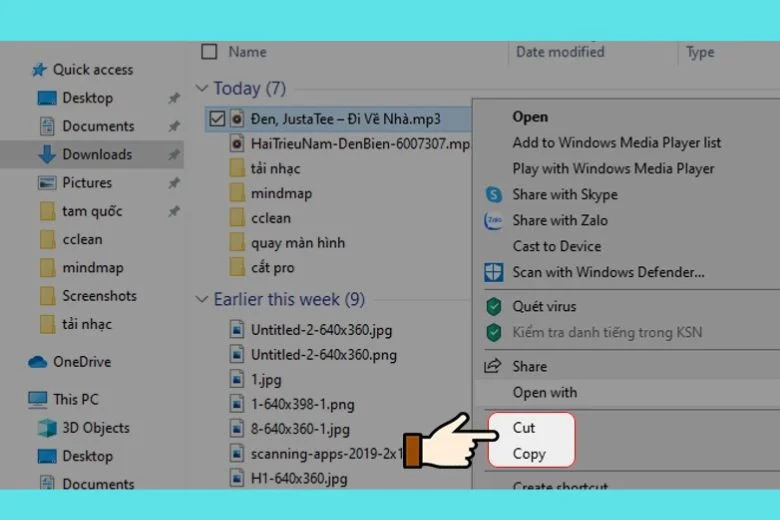 Sao chép file nhạc vào USB bằng cách nhấn "Ctrl + C" để sao chép và "Ctrl + V" để dán vào USB Sao chép file nhạc vào USB bằng cách nhấn "Ctrl + C" để sao chép và "Ctrl + V" để dán vào USB