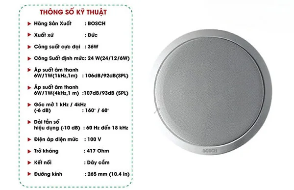 loa âm trần bosch lbc 3099/41 2 Loa Âm Trần Bosch LBC 3099/41 - Âm Thanh Rõ Nét, Đẳng Cấp Cho Mọi Không Gian