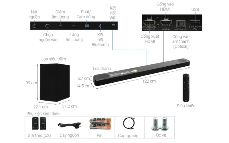 TOP 6+ Loa Soundbar LG giá tốt, chất lượng cao 5 Loa thanh Soundbar LG SP9A.
